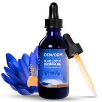 Minyak Moringa Organik Blue Lotus Label Pribadi Perawatan Kulit Canggih untuk Wajah Tubuh Relaksasi Minyak Rambut Biji Ekstrak Alami Murni