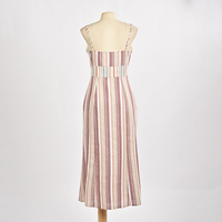 Prix compétitif, qualité supérieure, robes pour filles 100% coton, tissage naturel, sans manches, décontractées, rayées, col carré perlé, coupe ajustée