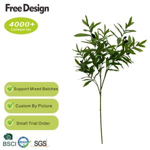 Haute qualité soie feuille vert branche d'<span class=keywords><strong>olivier</strong></span> artificielle personnalisé 45-100CM plante en plastique mariage décor à la maison remise des diplômes nouvel an - Product Image 2