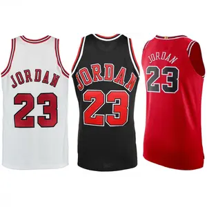 Maillots de basket-ball blancs, noirs, rouges, personnalisés, cousus, vieux rétro #23, Michael