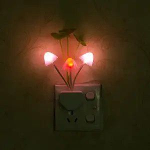Vofull 아기 벽 램프 플러그인 센서 버섯 램프 7 다채로운 빛 밤 빛
