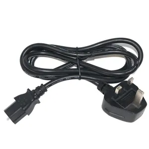 1,8 M Negro BS Estándar 0,75 MM Cable de alimentación de CA Entrada de enchufe del Reino Unido IEC 60320 C13 Cable de alimentación de CA