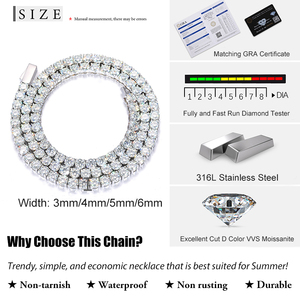 Bracciale e <span class=keywords><strong>Collana</strong></span> Tennis Classici in Acciaio Inossidabile Placcato <span class=keywords><strong>Oro</strong></span> PVD, Impermeabili e Inossidabili, con Diamanti Moissanite VVS - Product Image 3
