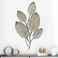 Sculpture murale en métal de luxe nordique feuilles tentures d'art mural pour la décoration intérieure feuille de fer rustique rétro Logo contemporain personnalisé