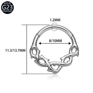 Nhẫn khuyên mũi titan ASTM F136 bán buôn, kiểu nhện, gai, dây leo, phong cách Gothic, trang sức xỏ khuyên sụn tai - Product Image 3