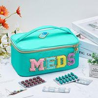 Sac de rangement pour médicaments personnalisé avec lettres brodées, grande capacité, portable, trousse de premiers soins, sac de voyage, trousse médicale