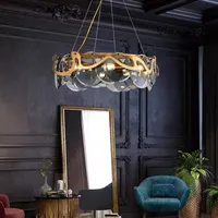 Lustre en verre nuage créatif moderne de luxe léger, LED doré, pour salons, villas, restaurants, luminaires de plafond