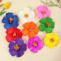Bunga Hibiscus Sutra Lapis Baru untuk Rambut & Hiasan Telinga, Bunga Hawaii 40cm untuk Gadis Hula, Pesta Paskah, Wisuda, Karangan Bunga Harian
