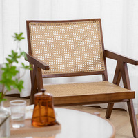 Fauteuil en bois massif de haute qualité, design en rotin, fauteuil de salon, fauteuil de café, fauteuil de salon