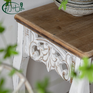 Mesa Consola Tallada de Estilo Americano con Tapa de Madera, Decoración Hecha a Mano para Entrada, Diseño Retro - Product Image 4