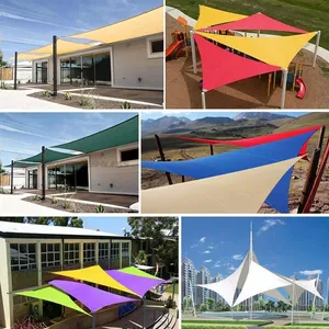 Voile d'ombrage triangulaire personnalisable en HDPE blanc pour <span class=keywords><strong>piscine</strong></span> extérieure et patio, taux d'ombrage de 95 % - Product Image 5