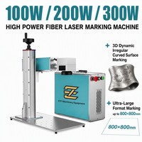 Mesin Penanda Laser Serat Terpisah Daya Tinggi 100W 200W 300W Baru, Penandaan Permukaan Lengkung Dinamis 3D, Pengukir Ultra Besar AI