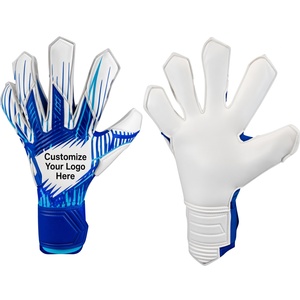 Guantes de Portero de la Mejor Calidad, Completamente de Piel Sintética, Antideslizantes, con Correa de Muñeca Ajustable, Unisex, Azul y Blanco - Product Image 1