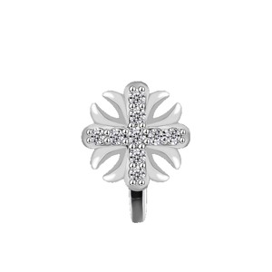 Clip-On <b>Earrings</b> Flower Shape Full Diamond Cross Iris Design Party Fashion Zinc Alloy Prong Setting - Product Image 5