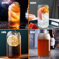 Vasos de Vidrio Borosilicato Transparente Esmerilado de 500 ml con Diseño para Sublimación, Vasos Libby con Forma de Lata de Cerveza o Refresco, con Tapa y Pajita para Té