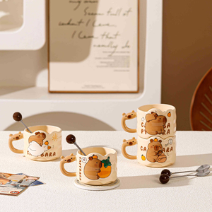 Nouvelle tasse à café en céramique de style Bouddha, mignonne, Master Kapibala, dauphin, pour étudiants, 300 ml, logo personnalisé, couleur personnalisée, cadeau de fête d'anniversaire, lave-vaisselle - Product Image 2