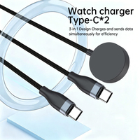 Cable USB C 3 en 1 de Carga Rápida de 100W OEM, Cable de Carga Múltiple con Trenzado de Nailon y Cargador Magnético para Reloj, Compatible con Apple Watch y Samsung