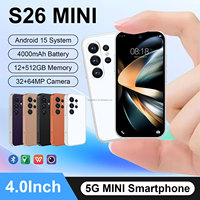 Nuevo Smartphone Android S26 Mini, Pantalla de 4.0 Pulgadas, 12GB+512GB, Batería de 4000mAh, Cámara HD, GPS, Desbloqueo Facial, Teléfono Celular Dual SIM