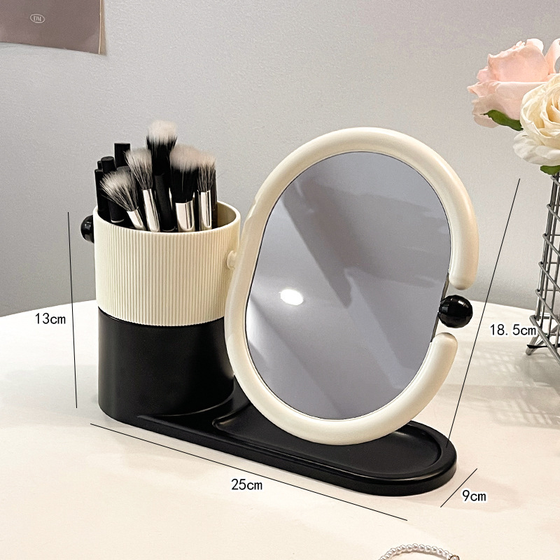 Black background with beige mirror