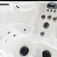 Spa de plein air Sunrans pour 5 personnes, bain à remous hydrothérapeutique avec cascade, haut-parleur Bluetooth, commande Balboa