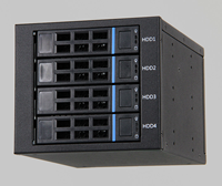Caja para Discos Duros/SSD de 4 Bahías NVMe/SAS/SATA Trimodal, SlimSAS SFF-8654 8i a 8643, con Ventilador, Versión B