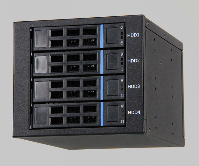 4-Bay NVMe/SAS/SATA Tri-mode HDD/SSD Enclosure, SlimSAS SFF-8654 8i to 8643, W/ Fan, Version B