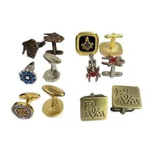 Customized Cuff Links With Box Own Design Logo Metal Cuff Links Gold Plated Diy Cuff Links