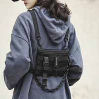 Sac bandoulière unisexe style Ins en cuir véritable imperméable, mini pochette utilitaire zippée pour l'été, mode streetwear hip-hop