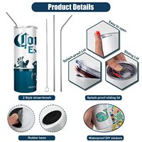 Gobelet à sublimation OEM avec design personnalisé, gobelet à logo, haut-parleur, gobelet à eau sous vide avec couvercle et paille, mug en acier inoxydable