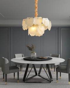 Lampes suspendues en marbre naturel de luxe avec LED dorées, lustre, éclairage suspendu, <span class=keywords><strong>luminaire</strong></span> pour salon, lampes de plafond - Product Image 5