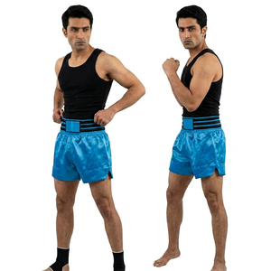 Shorts de combat MMA personnalisés en gros, logo personnalisé, kick-boxing, Muay Thai, rose, violet, noir, rouge, blanc, bleu clair, XXL, coton, broderie - Product Image 1