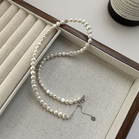 Colliers en perles d'eau douce irrégulières faits à la main à la mode pour femmes Chaîne en argent sterling 925 Bijoux