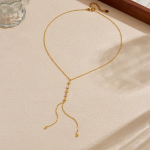 Fashionable Star Tassel Chain Gold Plated Stainless Steel Long Y Shaped Necklace Daily Party Wear - Product Image 3