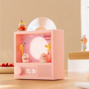 Mignon Vinyle <span class=keywords><strong>Lecteur</strong></span> BT Haut-Parleur Rétro Platine <span class=keywords><strong>CD</strong></span> <span class=keywords><strong>Lecteur</strong></span> Haut-Parleur avec RGB Atmosphère Veilleuse Lampe Horloge Cadeaux Parfaits - Product Image 3