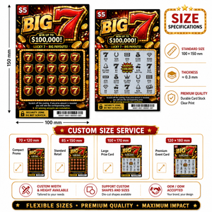 Free Design Lucky Number Theme Original Color Digital Print Custom Scratch Off Instant Big Prize Winning Lottery <b>Ticket</b> - Product Image 4