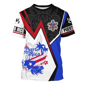 T-shirt en jersey de polyester à manches courtes et col rond pour homme, imprimé drapeau de Porto Rico, impression numérique, écologique, pour les équipes sportives - Product Image 1
