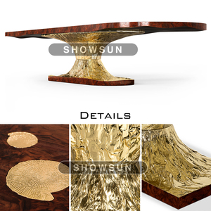 Tavolo <span class=keywords><strong>da</strong></span> <span class=keywords><strong>pranzo</strong></span> ovale contemporaneo <span class=keywords><strong>in</strong></span> legno massello <span class=keywords><strong>di</strong></span> lusso oro ottone <span class=keywords><strong>noce</strong></span> tavolo <span class=keywords><strong>da</strong></span> <span class=keywords><strong>pranzo</strong></span> - Product Image 4
