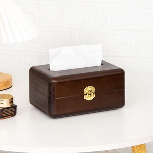 Caja de pañuelos de madera maciza, color nogal, capacidad de 12L, conveniente para almacenamiento en el hogar, oficina y escritorio - Product Image 5