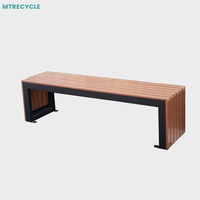 Mobilier urbain moderne banc de jardin banc en acier inoxydable sièges de parc jardin en bois patio extérieur bancs en acier inoxydable