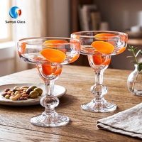 Gelas Dessert Goblet Berbintik Warna Gaya Meksiko Tiup Manual dengan Logo Kustom Samyo, Gelas Martini untuk Rumah, Bar, Restoran