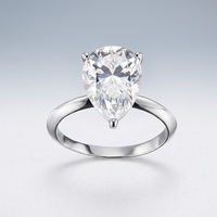Bague en argent sterling S925 avec moissanite taille poire, solitaire à trois griffes 9x13mm, bijoux pour femme