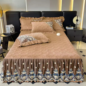 Luxury Milk Fleece <b>Bedding</b> Set Romantic Lace Ruffle Bed Skirt Soft Warm Bed Skirt for Bedroom Decoration - Product Image 3