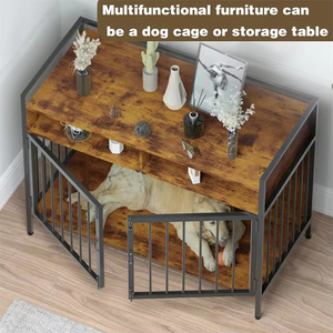 Jaula para Perros Resistente, Mueble de Madera y Metal para Interiores, con Doble Puerta, Anti-Mordidas, Cajones de Almacenamiento y Bandeja Extraíble - Product Image 2