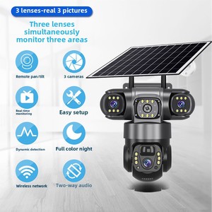 V380 Pro Triple Lens <b>4G</b> Solar PTZ Outdoor <b>Security</b> <b>Camera</b> CMOS Color Night Vision Two Way Audio Motion Detection SIM - Product Image 2