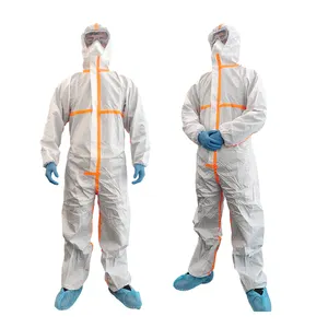CE tipi 5/6 SMS PP malzeme tek kullanımlık tulum tulum koruyucu takım elbise temiz oda tulum