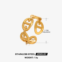 Cincin Hidung Babi Baja Tahan Karat Gaya Eropa dan Amerika, Cincin Titanium Lapis Emas 18K Trendi untuk Wanita, Model Lintas Negara
