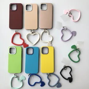 For iPhone 14 Pro Max Case Heart Cute Heart Jelly Bracelet Chain Phone Charm Heart Shape Young Girls Mobile Phone Case