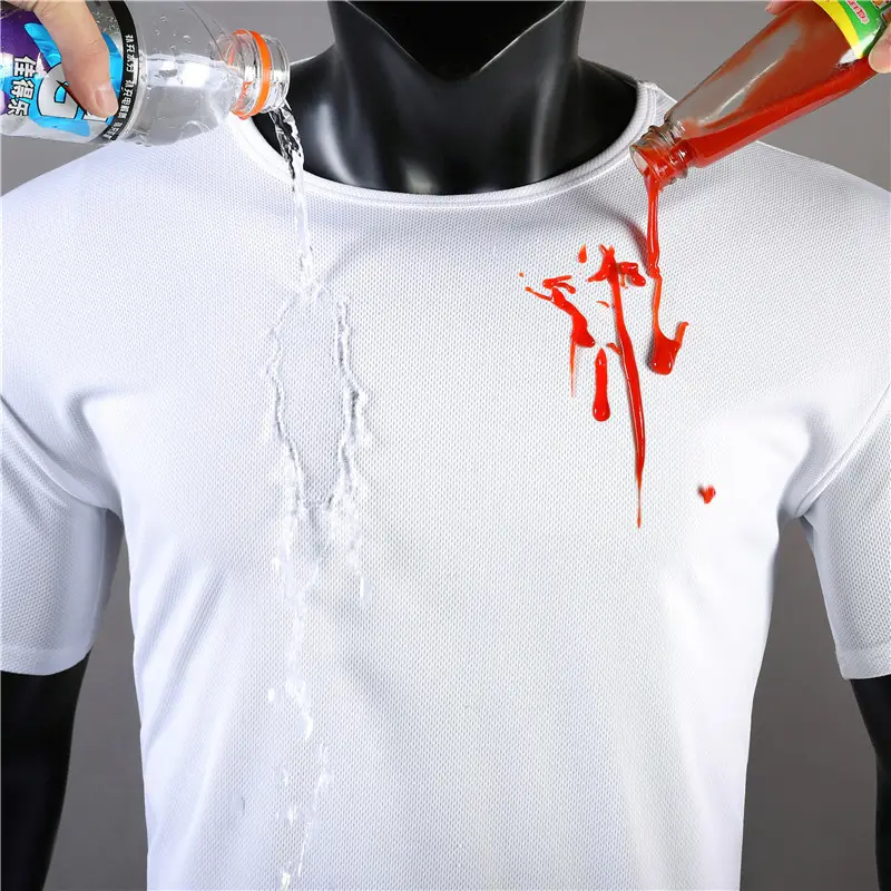 2024 wholesale cotton high quality loose nano hydrophobic nami waterproof t-shirt blank men restaurant uniform t shirts
