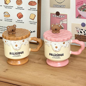 Tasse en céramique Dragon Nest Bear Stemmed 301-400ml avec couvercle et cuillère, résistante à la chaleur, cadeau pour femme - Product Image 2