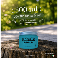 51 TEAL 500 ml LaChalk, l'évolution de la peinture à la craie. Où la craie rencontre la résine : Peinture hybride craie-résine fabriquée en Italie.